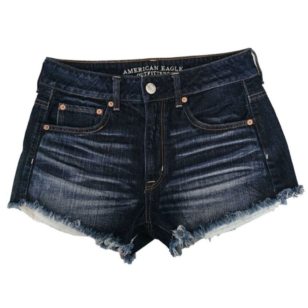 American Eagle Outfitters Women's Indigo High Rise Festival Denim Shorts Size 6 - Picture 2 of 12